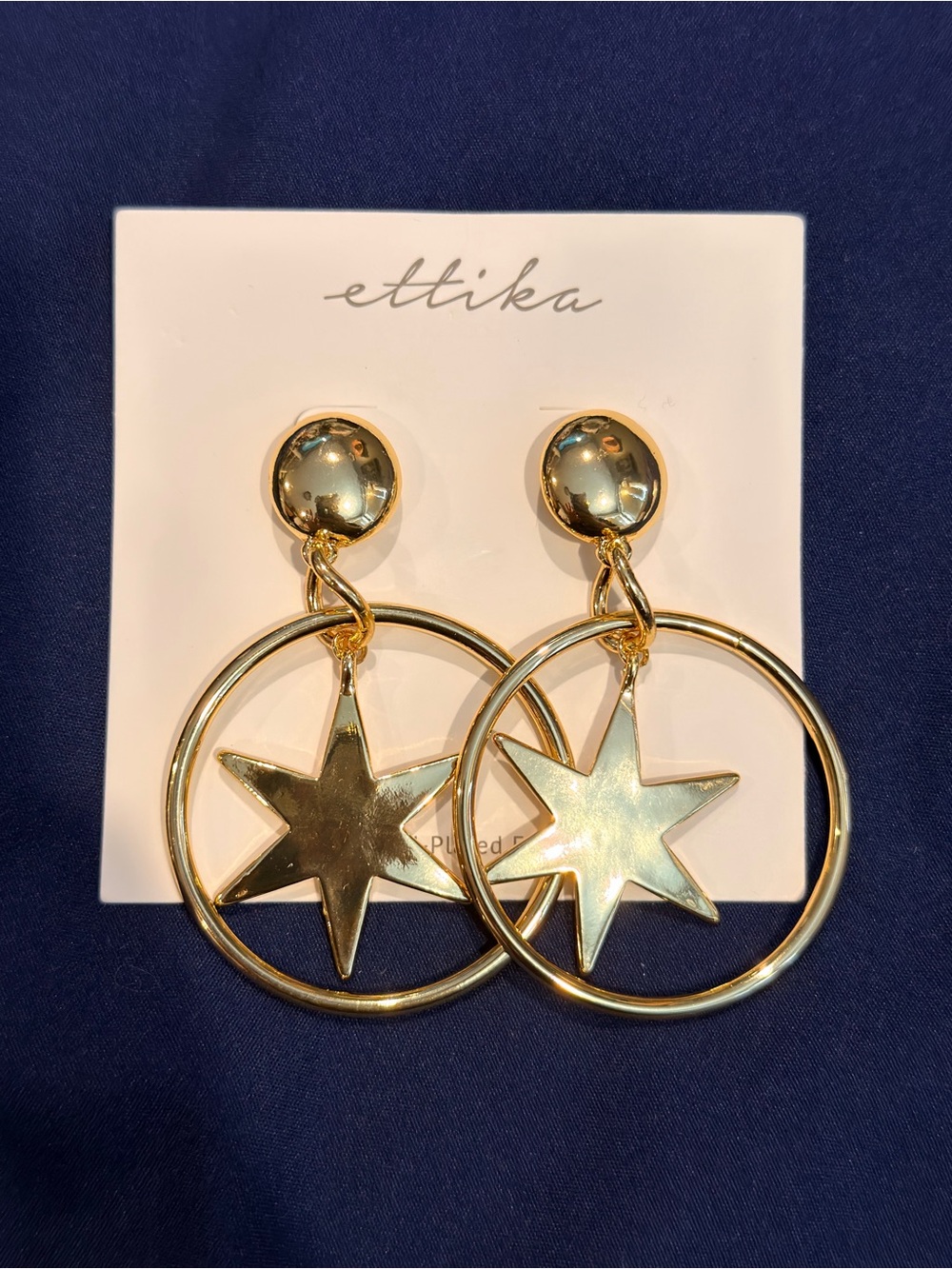 ettika Gold Star Hoop Drop Earrings